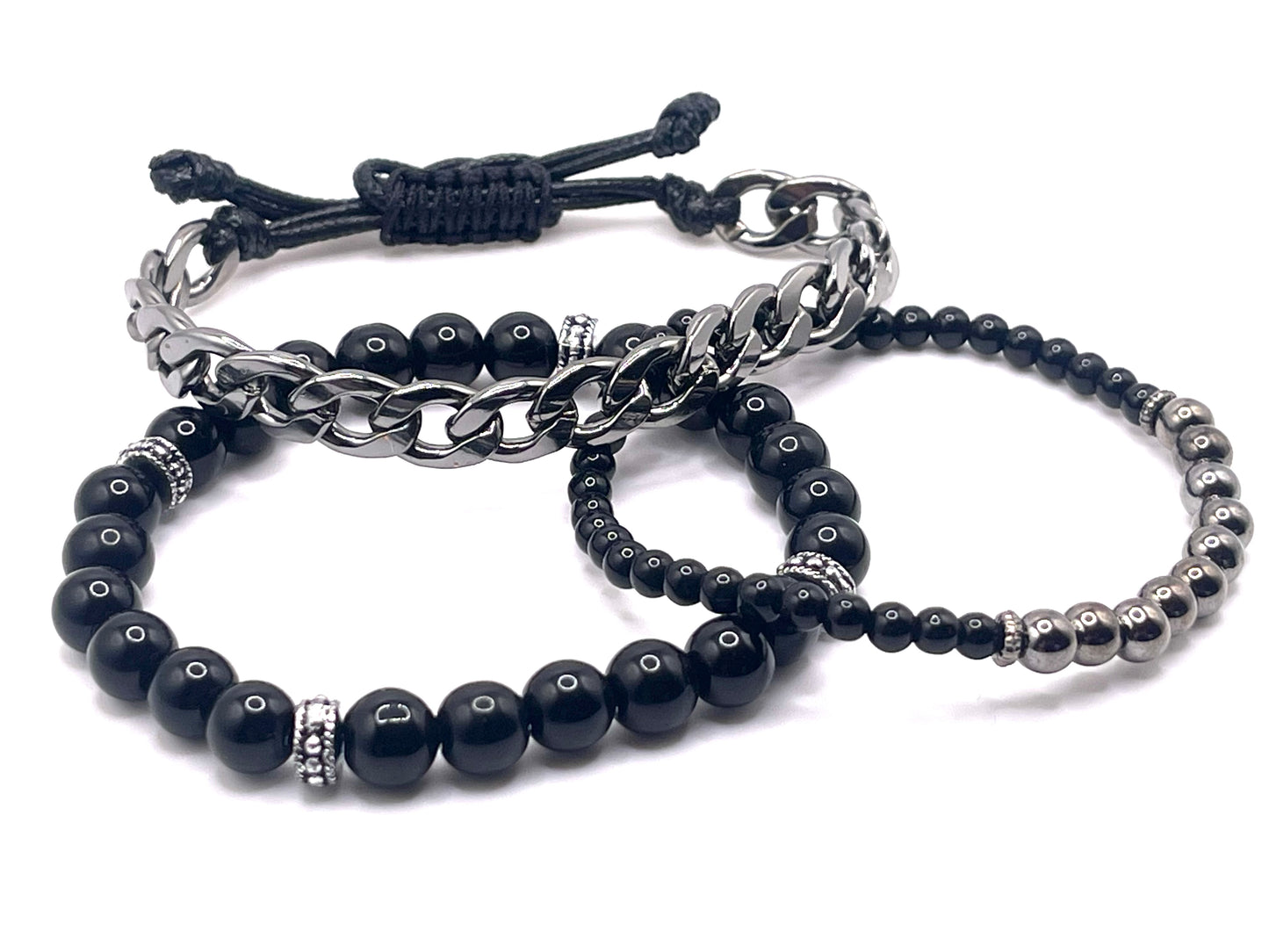 Cubano Silver Bracelet 3pc Set