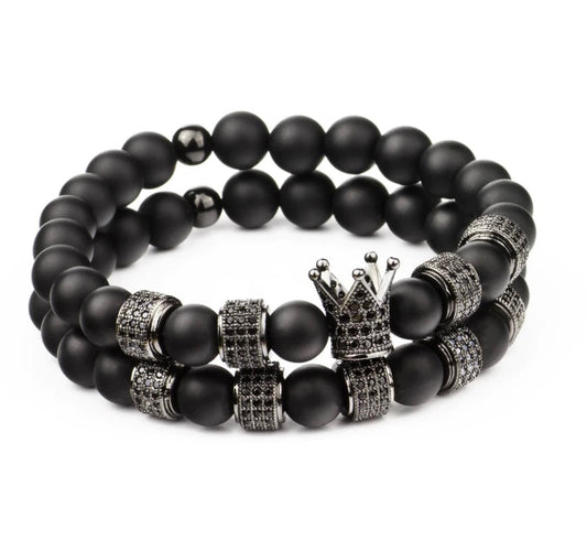 Luciano Black Crown Bracelet Stack