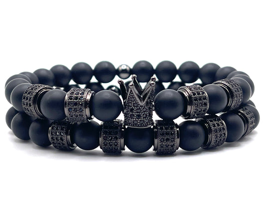 Luciano Black Crown Bracelet Stack