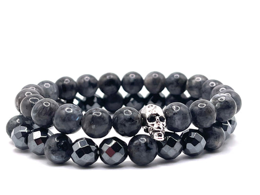 Bracelet Tibétain - Perles Tête de Mort en Howlite Multicolore Bracelet Tibétain - Perles Tête de Mort en Howlite Multicolore